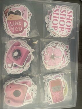 New Girly Pink Assorted Decorative Sticker Pack - Cute Icons